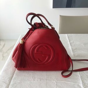 Gucci Red Leather Soho Tassel Handbag